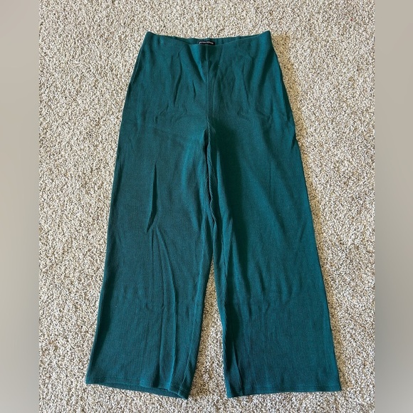 Eileen Fisher Women’s Ribbed Organic Cotton Blend Straight Pant Cropped Teal XXS - Picture 2 of 11